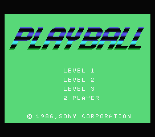 Playball title screen for MSX